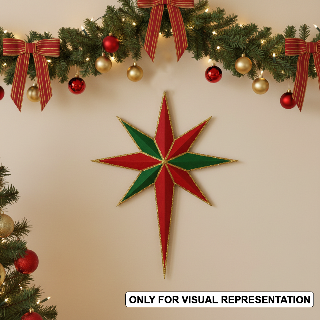 MDF star cutout for Christmas craft and festive decoration mounted on wall