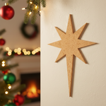 DIY MDF star cutout for Christmas craft and festive decoration mounted  on white wall