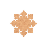 Unpainted MDF snowflake cutout with rounded floral edges, shown on a clean white background.
