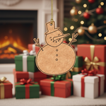 Unpainted MDF snowman DIY hanging cutout with hat, carrot nose and buttons