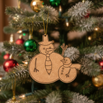 Unpainted MDF snowman and small snowman DIY hanging cutout