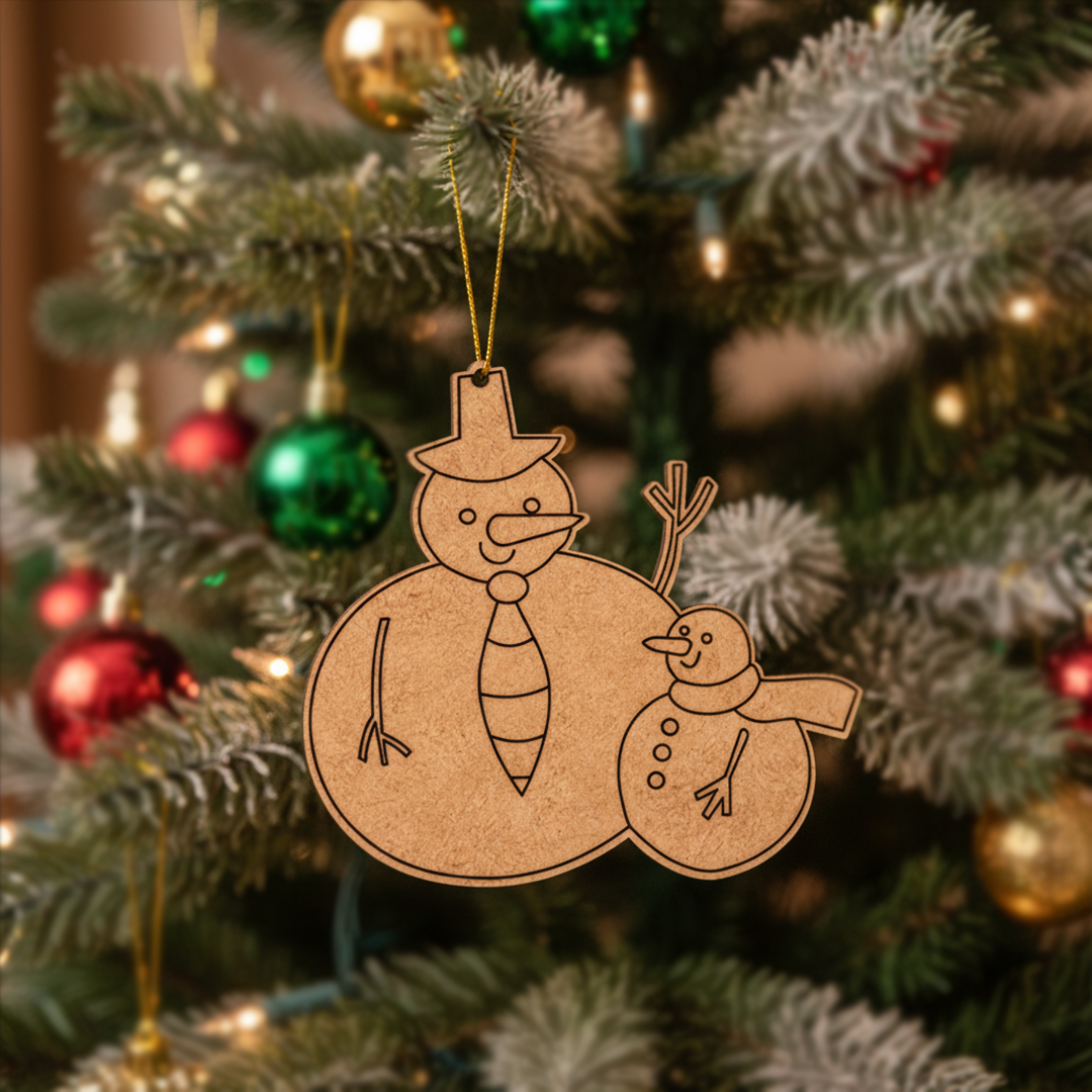 Unpainted MDF snowman and small snowman DIY hanging cutout