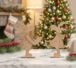 MDF DIY deer figures with Christmas decorations in the background