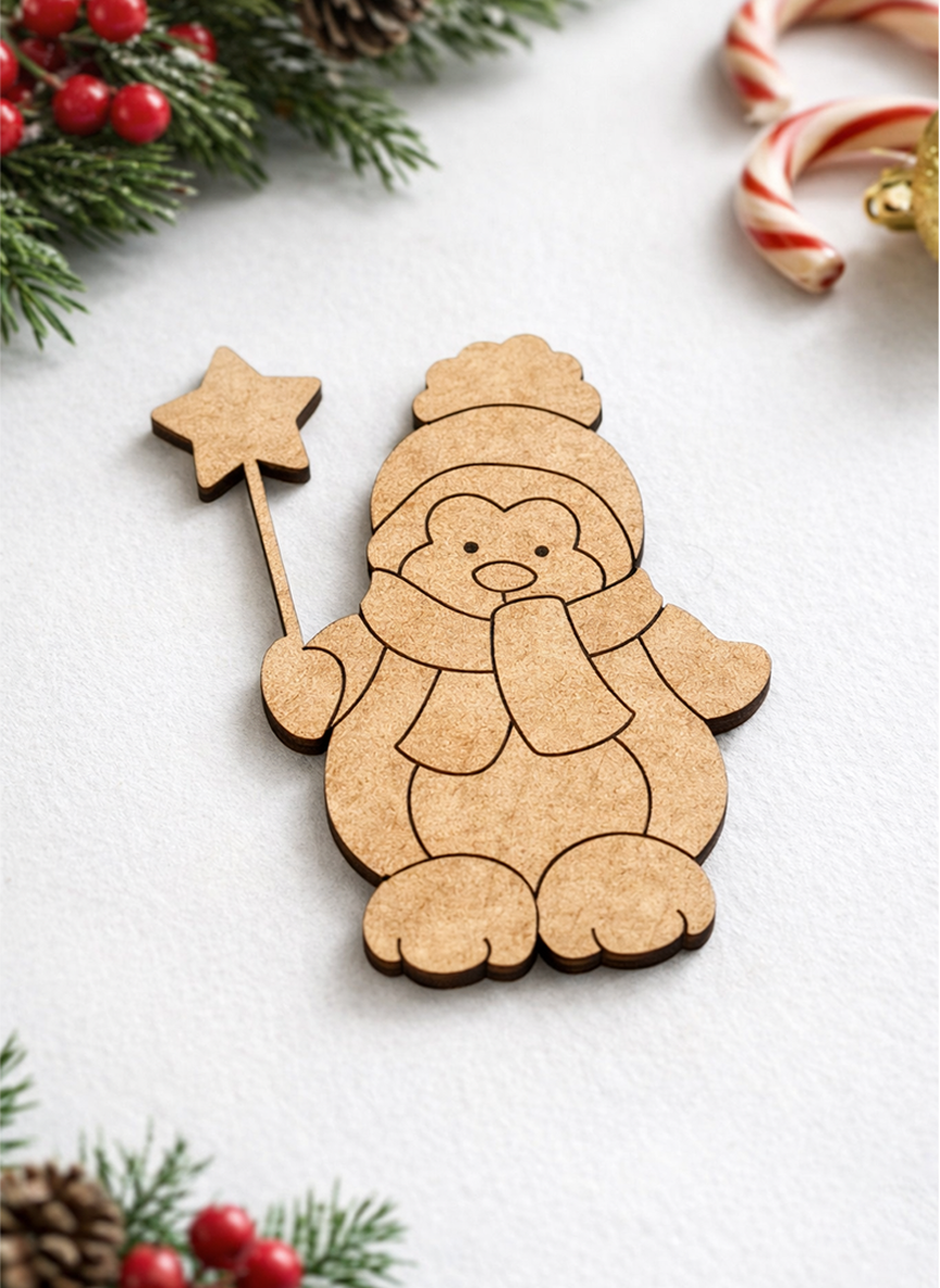 DIY MDF penguin cutout for Christmas craft and painting