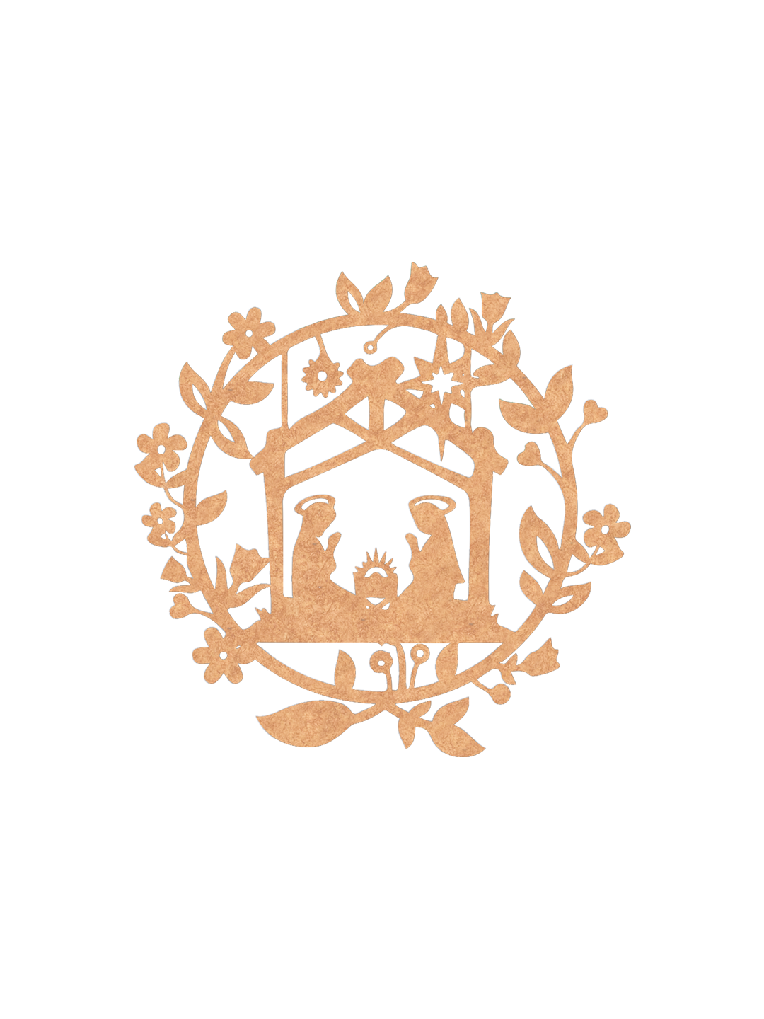 DIY MDF nativity scene cutout ornament for Christmas craft and painting