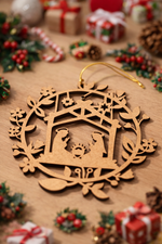 DIY MDF nativity scene cutout ornament for Christmas craft show table
