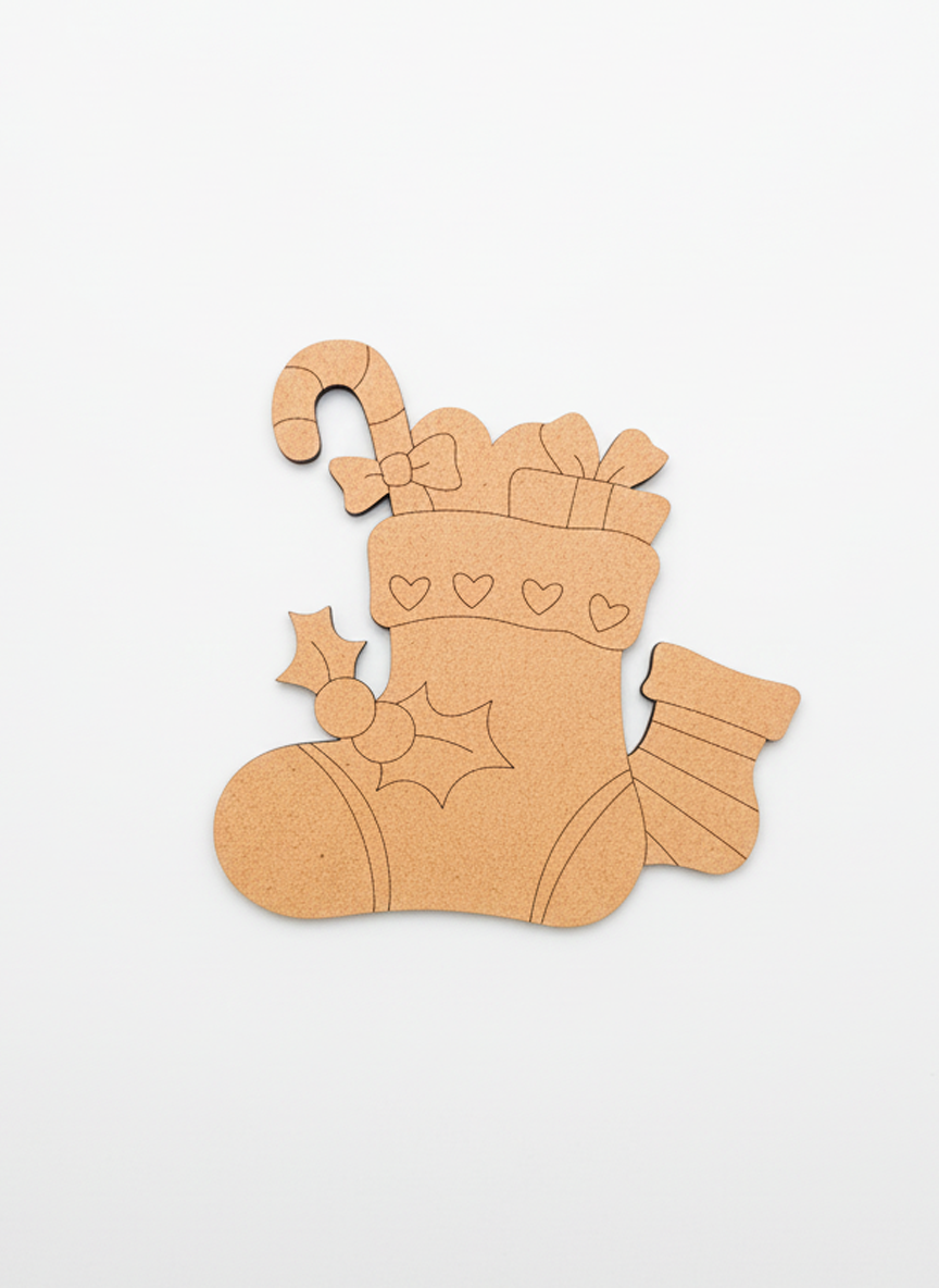 DIY MDF Christmas stocking cutout for Christmas craft and painting