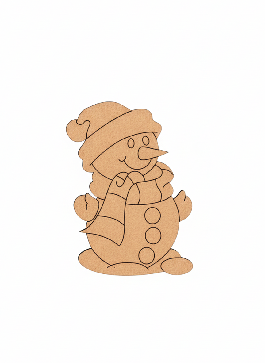 DIY MDF snowman cutout for Christmas craft and painting