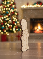 DIY MDF snowman cutout for Christmas craft by side angle 