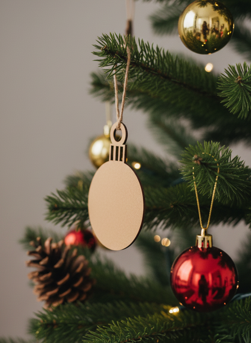 DIY MDF blank Christmas bauble cutout ornament for craft hanging on  Christmas tree