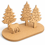 DIY MDF winter forest reindeer scene standing décor cutout for Christmas craft and painting