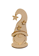DIY MDF standing Christmas gnome cutout with star hat for craft and painting