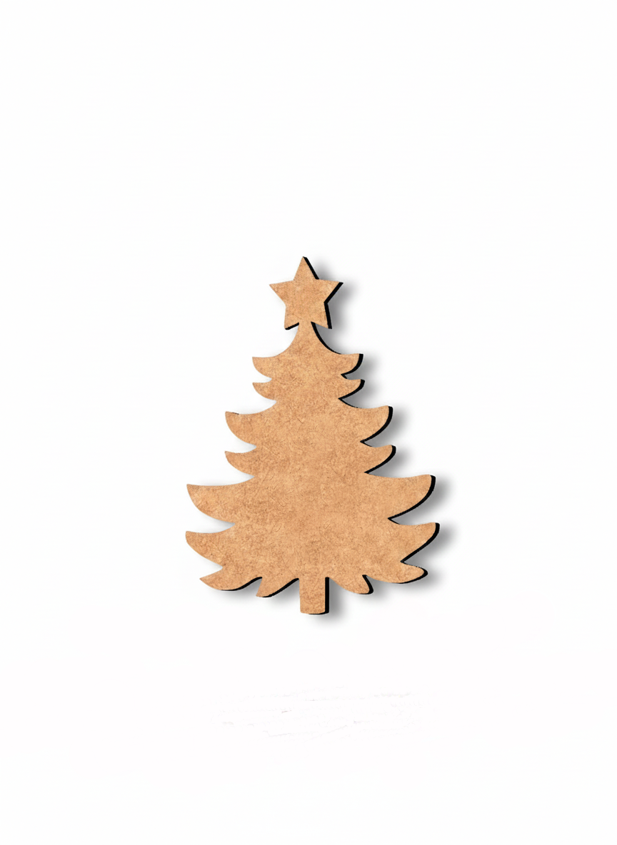DIY MDF Christmas tree cutout with star for Christmas craft and painting