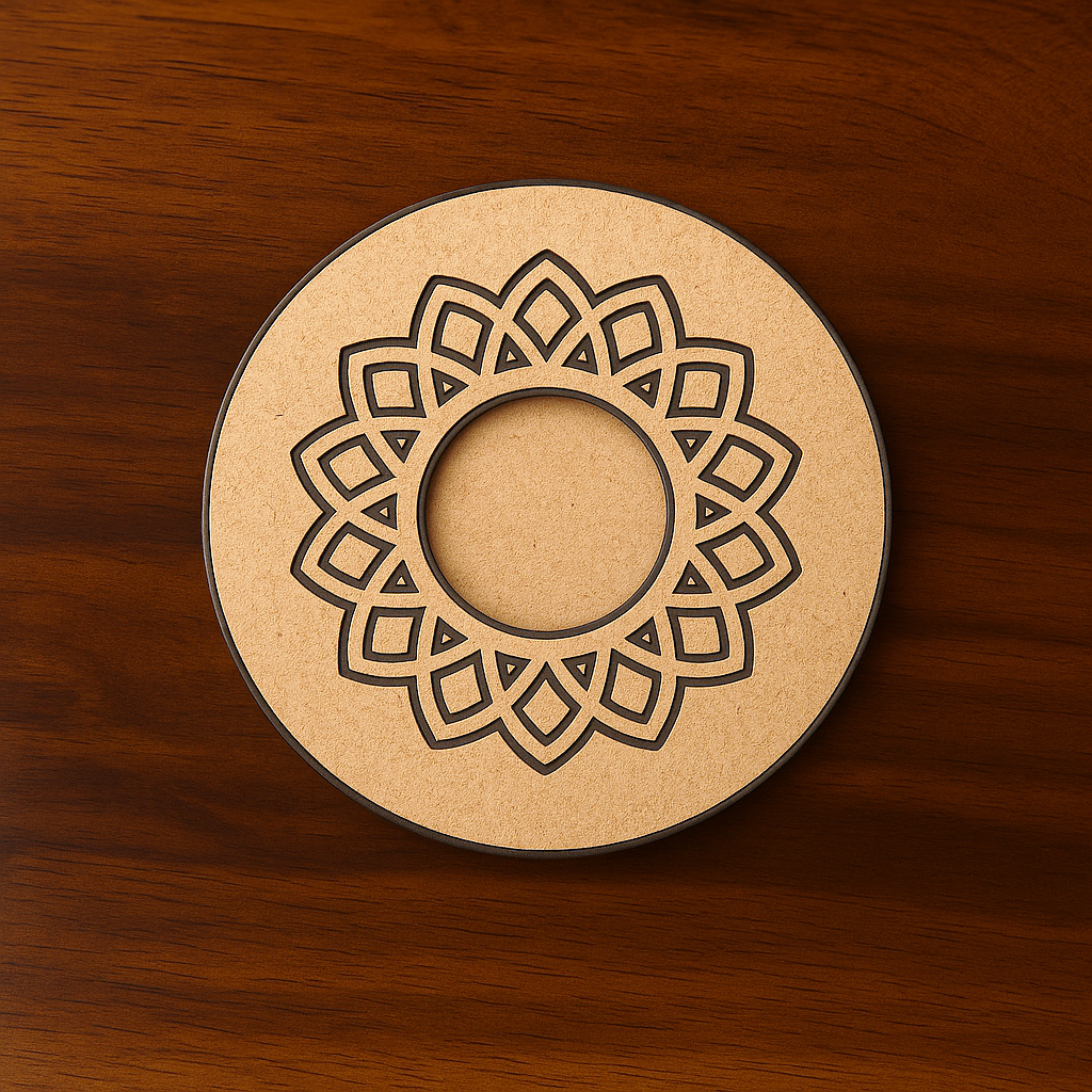 Mandala engraved round MDF T-Light Holder 