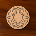 Floral mandala engraved round MDF T-Light Candle Holder 