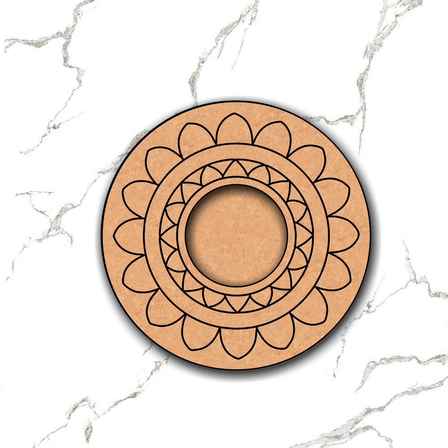 MDF round tea light candle holder base with mandala design – DIY craft supply