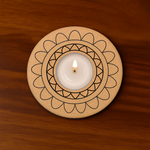 MDF round tea light candle holder base with mandala design – DIY craft supply