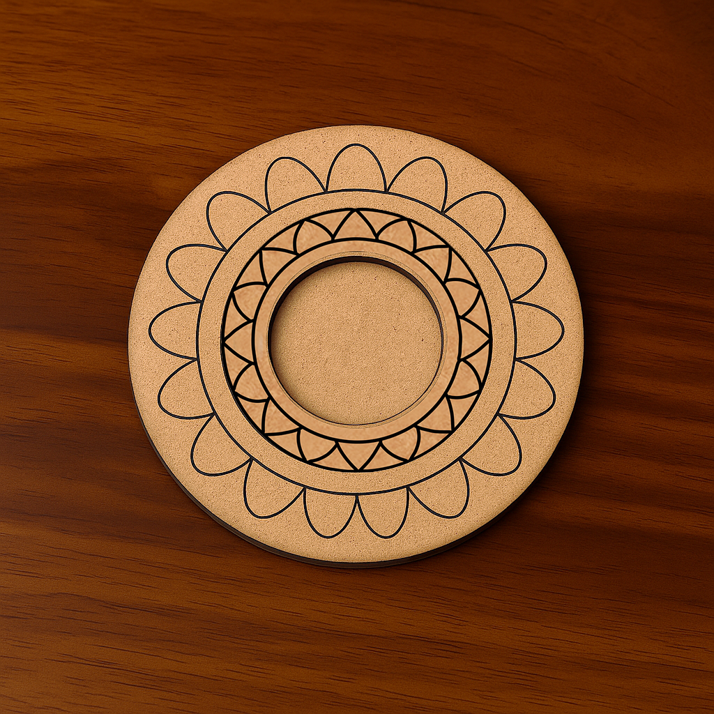 MDF round tea light candle holder base with mandala design – DIY craft supply