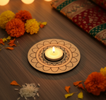 MDF round tea light candle holder base with mandala design – DIY craft supply