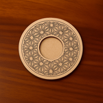 MDF Geometric Pattern Candle Holder – Round Laser Cut Plate on Wooden Table