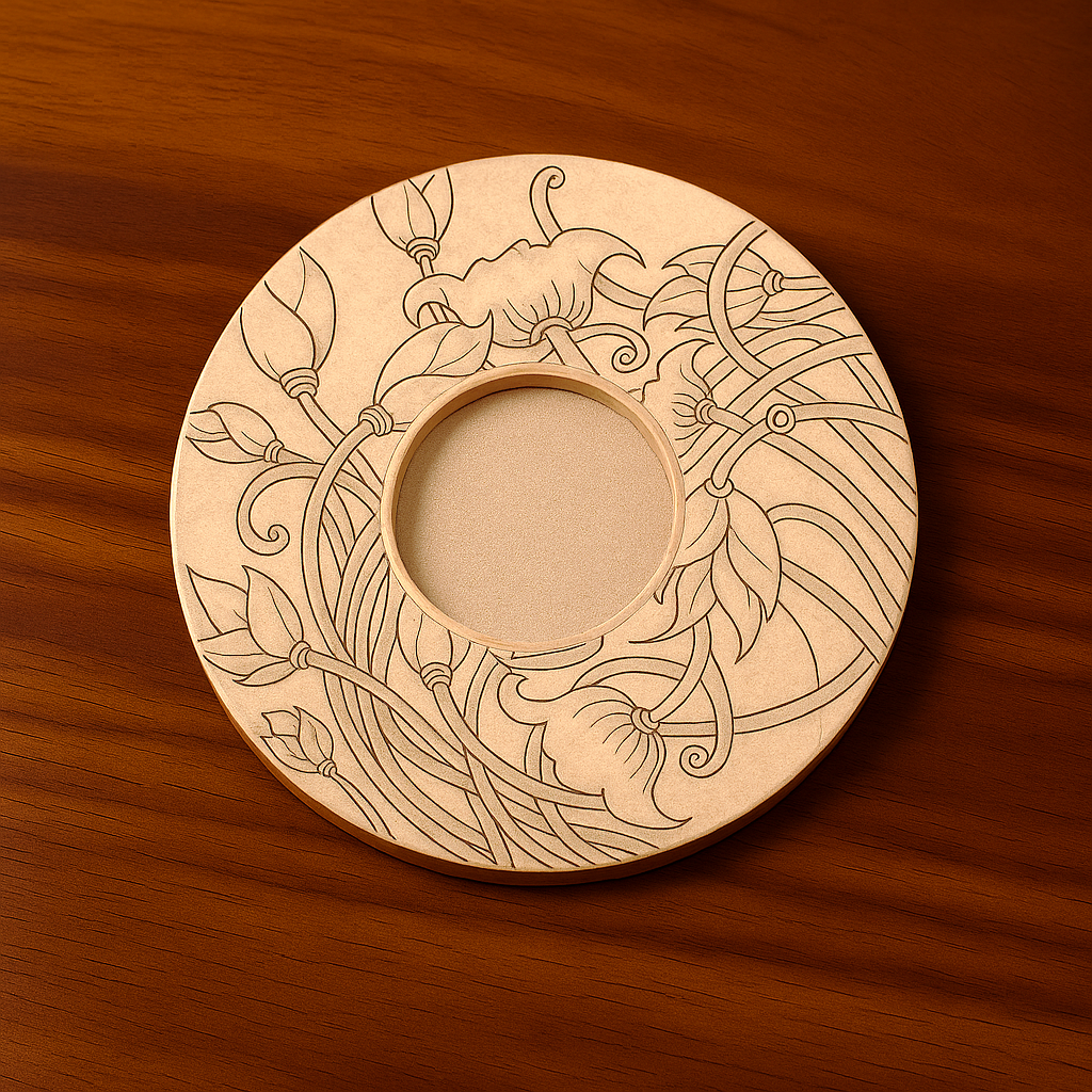 Floral Engraved MDF Tealight Holder