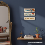 painted Laser cut MDF plank quote boards for DIY wall decor painting and craft projects, mounted on wall