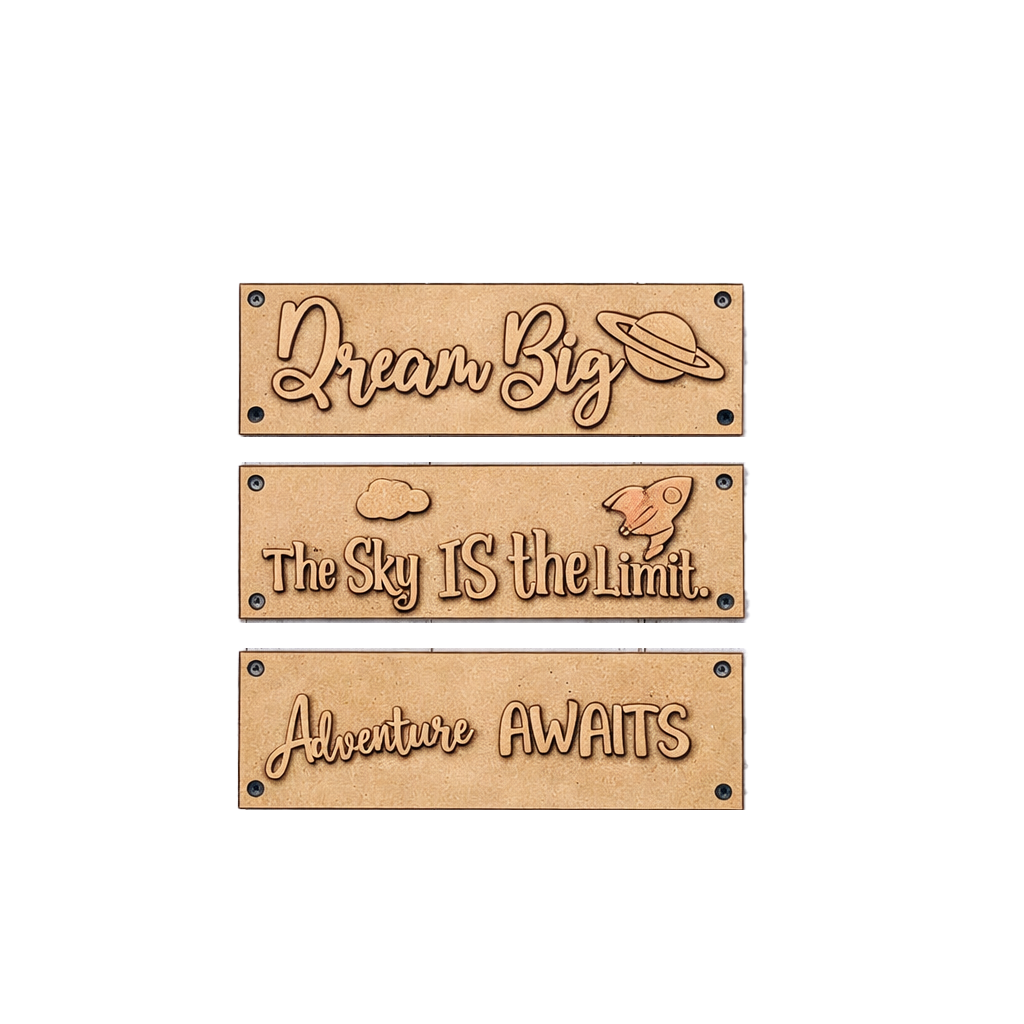 Laser cut MDF plank quote boards for DIY wall decor painting and craft projects