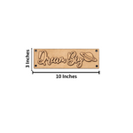 Laser cut MDF quote plaque “Dream Big” with planet icon, DIY wall decor board 10x3 inches