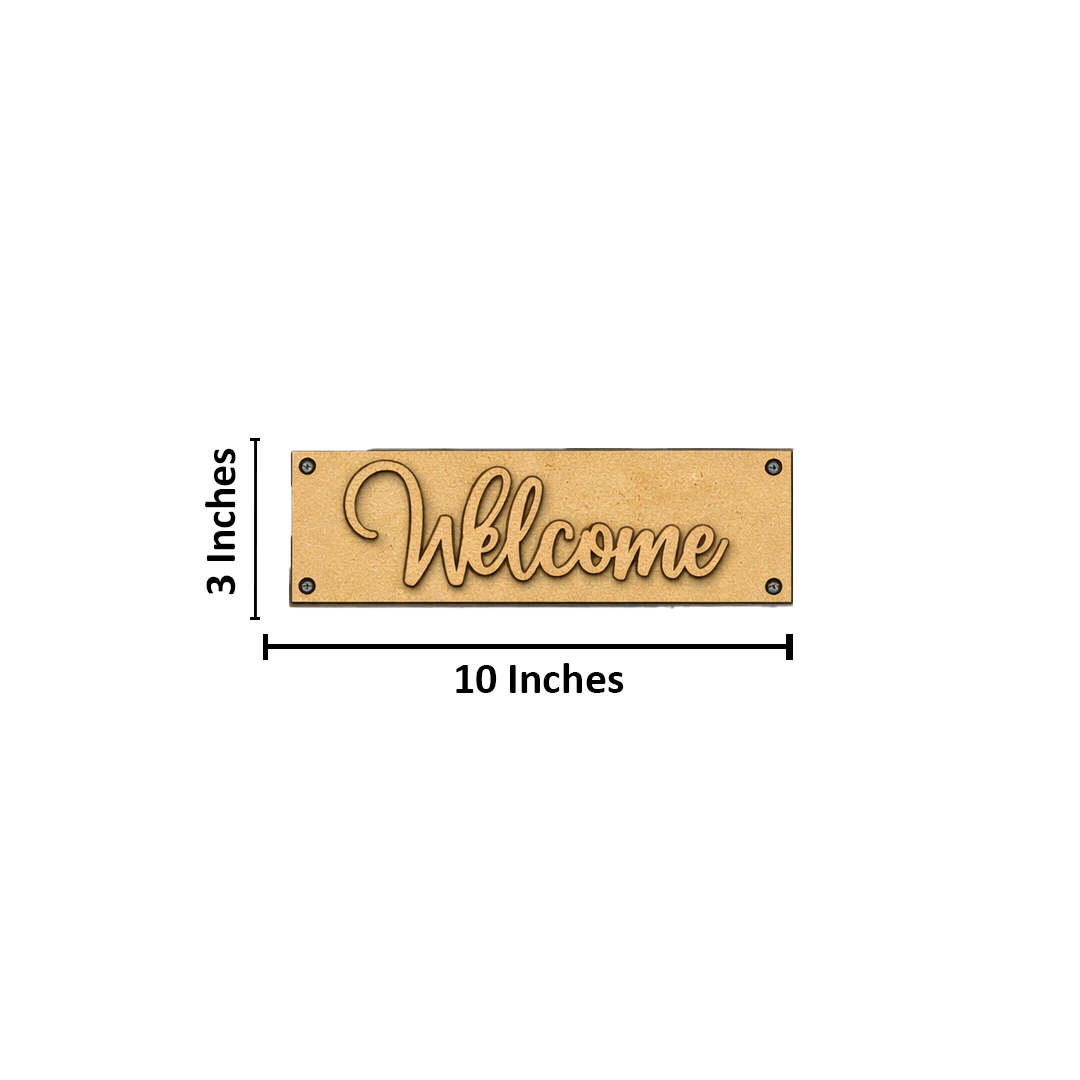 Laser cut MDF “Welcome” quote plaque, DIY wall decor board 10x3 inches
