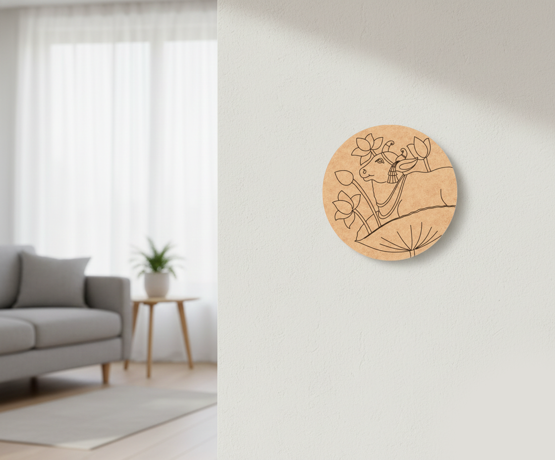 MDF DIY  wall art with a floral design in a living room setting