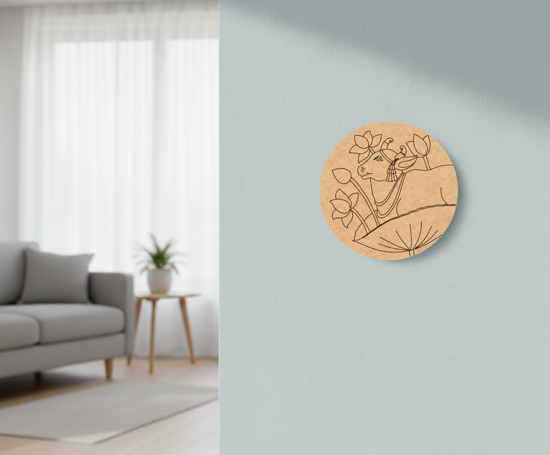 MDF DIY wall art with a floral design in a living room setting