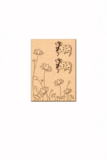 MDF DIY  wall art with cow and flower design on a beige background
