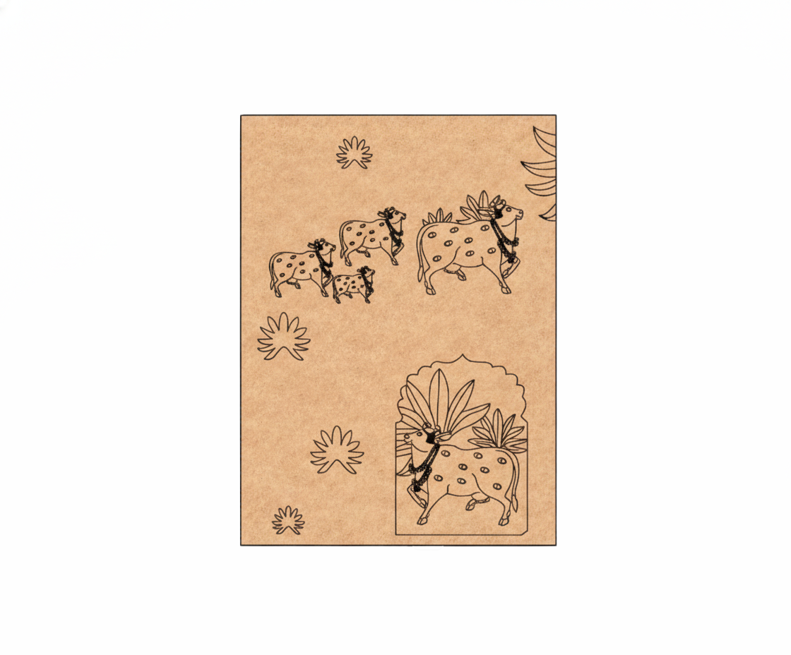 MDF DIY wall art  with cow illustrations on a white background