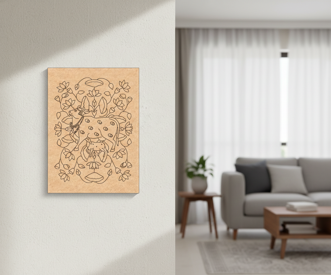 Decorative MDF DIY  wall art on a wall in a living room setting