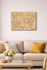 MDF DIY  wall art with deer design in a living room setting