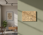 Decorative MDF DIY wall art with floral patterns in a modern living room.