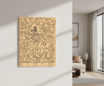 MDF DIY  wall art with intricate line design in a modern living room.