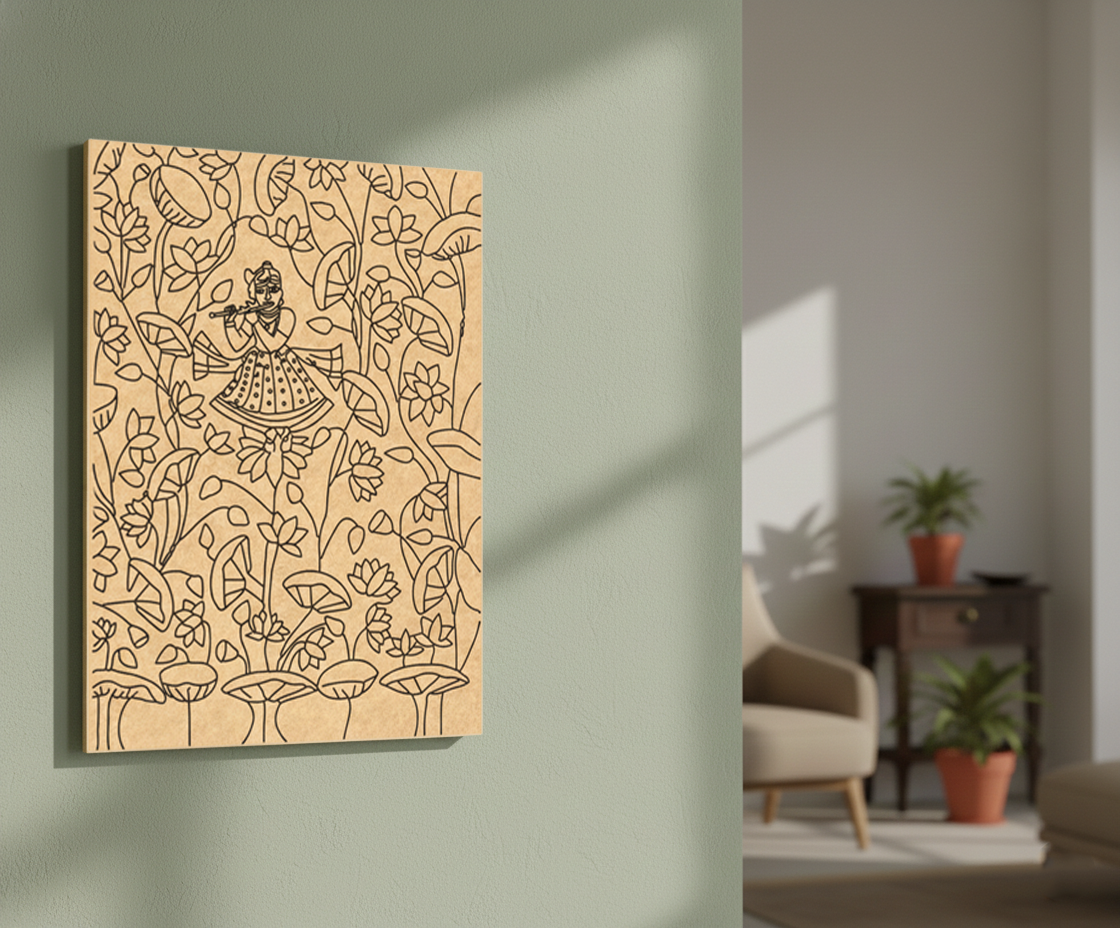 MDF DIY  wall art with intricate design on a light green wall