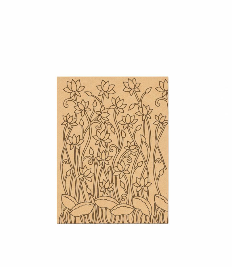 MDF DIY with floral pattern on a white background