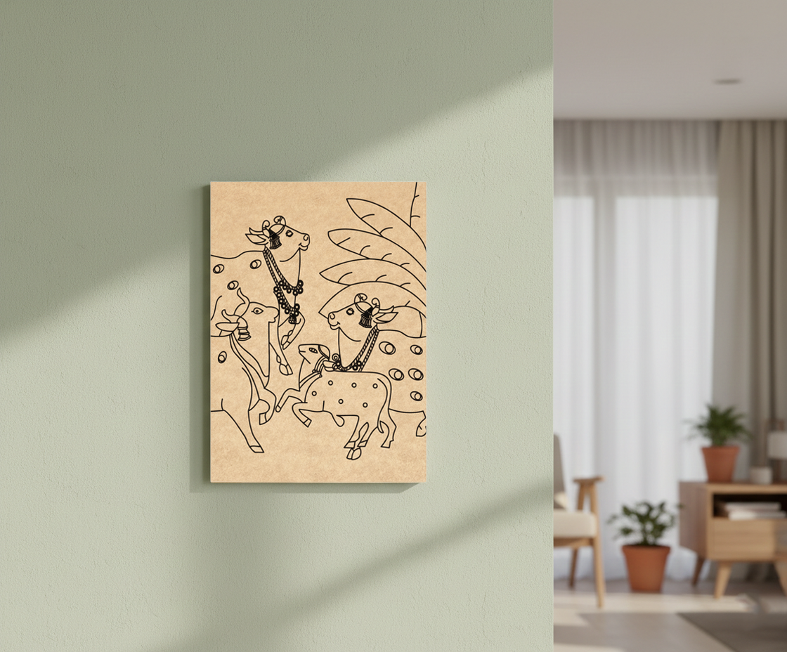 MDF DIY wall art with animal design on a wall in a living room
