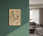 MDF DIY  wall art with cow design on a green wall, living room setting.