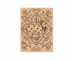Decorative MDF DIY  wall art with a cow and floral design on a brown background