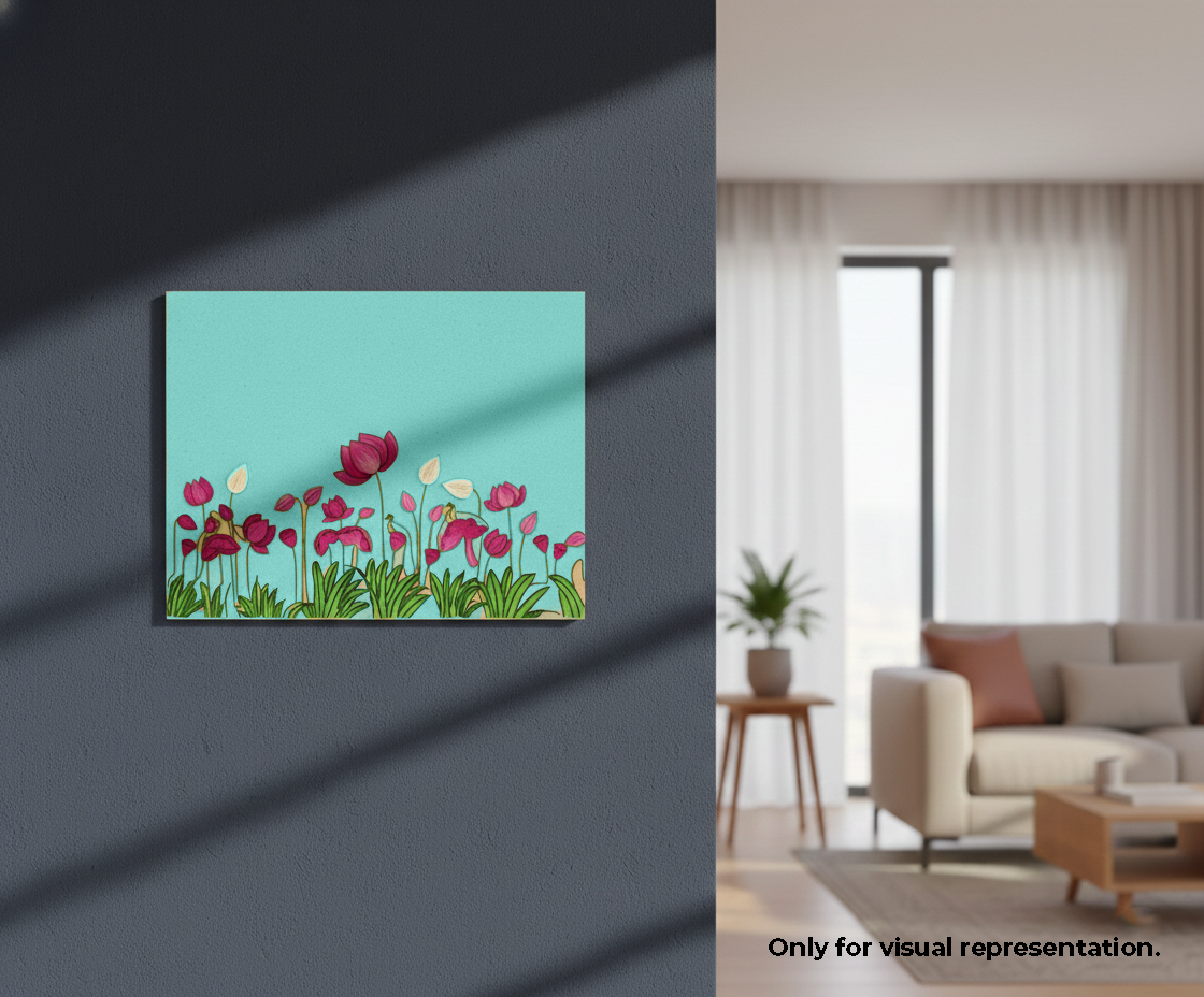 MDF DIY wall art Floral painting on a wall in a living room