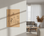 MDF DIY  wall art with cow and lotus design in a modern living room.