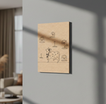 MDF DIY  Canvas print with a cow and lotus design on a wall