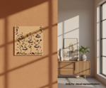 Decorative MDF DIY  wall art on a beige wall with a blurred room background