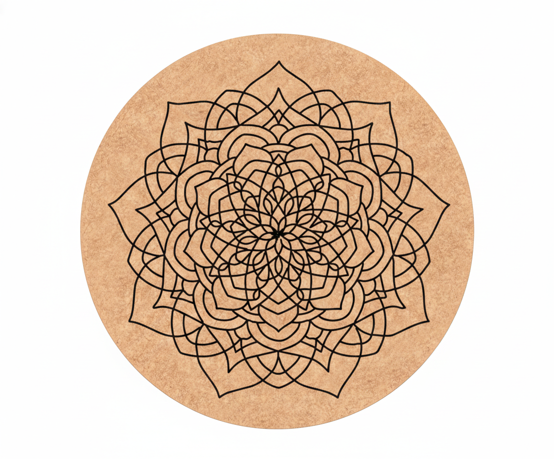 MDF DIY wall art with black geometric pattern on a white background