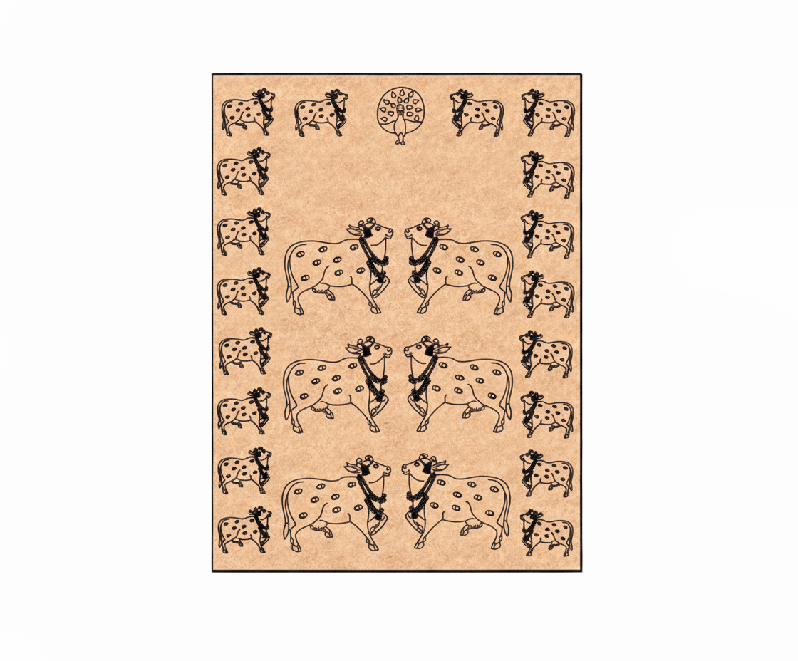 MDF DIY wall art with Pattern of cows on a white background