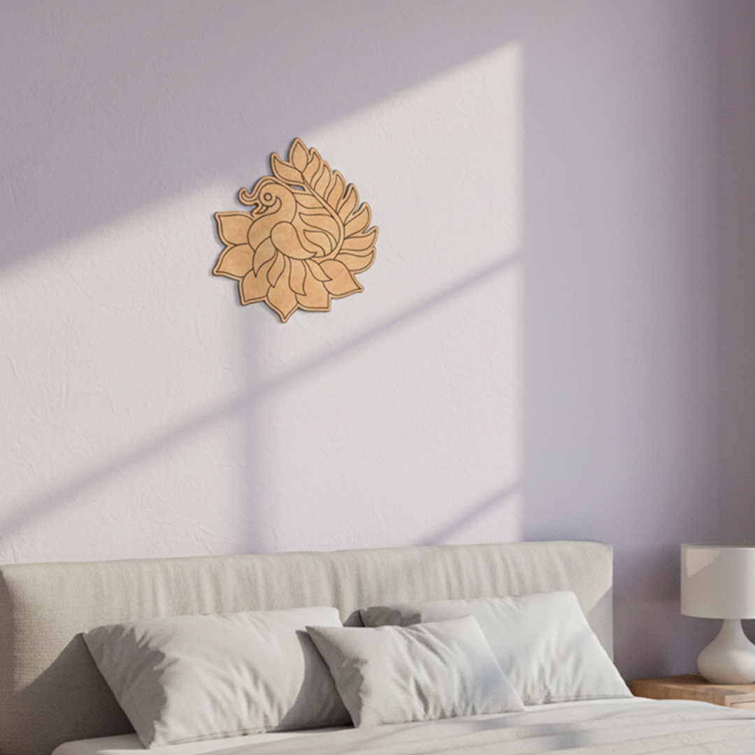 DIY MDF Peacock Lotus Cutout for Craft & Home Decor