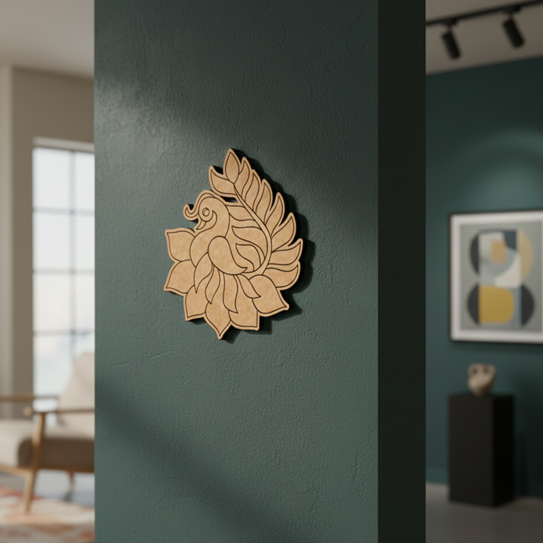 DIY MDF Peacock Lotus Cutout for Craft & Home Decor